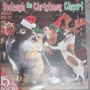New Advent‎ Calendar Christmas Dog Socks Multi Colored Womens Shoe Size 4-10